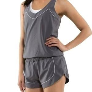 Lululemon Speedy Runsie Romper Womens 6/8 Gray Activewear Running One Piece